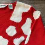 Vintage 80s John Richard Red Knit Long Sleeved Midi Dress M Size M Photo 2