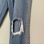 Empyre Eileen Mom Jean Distressed Checkered Stripes Juniors 1 Blue Denim Casual Size undefined Photo 2