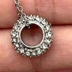 Loft silver tone dainty circle rhinestone pendant necklace Photo 2