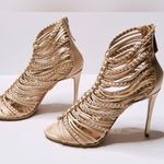 Aquazzura Goddess Braided Blush Pink Nude Satin Strappy Sandal Heel Shoes 39.5 Size 8.5 Photo 3