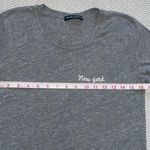 Brandy Melville Grey New York Embroidered Crop Top Tee Shirt Raw Hem OS Photo 2
