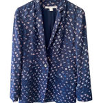 Diane Von Furstenberg  Vinley Silk Blazer Navy/Pink Floral‎ Print Womens Size 6 Photo 0