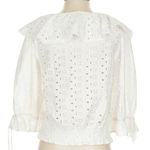Anthropologie  Porridge White Eyelet Lace Romantic Top Boho Blouse Size Small S Photo 7