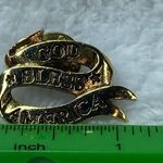 God Bless America Tie Tack Jewelry Pin Brooch Marked Camco Gold Color Metal Photo 7