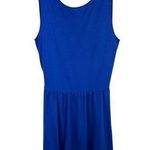 Mango  Blue Scoop Neck Criss Cross Back Lightweight Knee Length Tank Dress Size 6 Photo 0