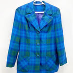 Vintage Al Jean wool plaid fitted blazer 80s Office casual academia size S Photo 0