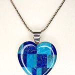 Jay King DTR Lapis Lazuli Turquoise Mosaic Inlay Heart Pendant Necklace 925 Photo 1
