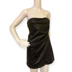 FashioNova Elegant Black Faux Leather Strapless Dress Photo 2