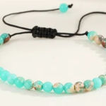 Boutique Unisex Hachita Turquoise Stone Round Bead Crystal Adjustable Slide Bracelet Photo 0