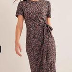 Boden Knot Front Short Sleeve Jersey Midi Dress Black Block Paisley Print Sz 4 Photo 0