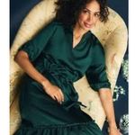 Draper James ‎ XL Martina Midi Dress Hammered Satin Emerald Green Photo 1
