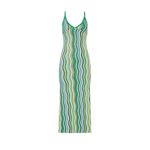 Simon Miller Comet Green Wavy Striped Metallic Knit Sleeveless Midi Dress Sz XL Photo 3