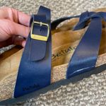 Birkenstock Betula Mia Soft Sandals Navy Blue Gold Buckle 37 Size 6 Photo 8