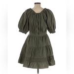Ulla Johnson  Celia Dress Army Green Puff Sleeve Mini Size 10 Cottagecore Photo 3