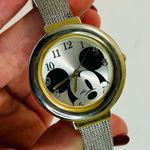 Disney Mickey Mouse Silver & Gold Tone Cuff Bangle Wristwatch NEEDS BATTERY Photo 5