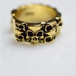 Source Unknown .925 Stamp Gold Circle Of Skulls Wide Band Size 9 Goth Biker Punk Everyday Ring Photo 2