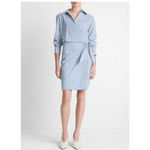 Women's FARROW Blue White Striped Wrap Mini Dress M Size M Photo 2