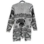 Elephant Cardigan ‎Pattern Sweater Size S Gray Knit Folklore Hippie Boho Photo 2