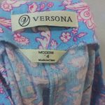 Versona  Blue Floral Linen Boho Retro Wide Leg Pants Size 4 Photo 7