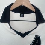 SheIn School Girl Ribbed‎ Long Sleeve Collared Crop Top Black and White Photo 1
