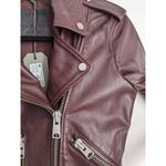 All Saints Balfern Leather Biker Jacket In Deep Berry Size 2 Photo 8