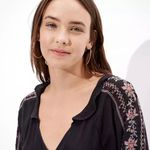 American Eagle AE Long-Sleeve Embroidered Babydoll Dress Photo 2