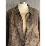 Chico's Metallic Bronze Snake Leaf Print Button Jacket Top Size 3 (L/XL) Photo 14