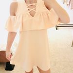 Boutique Lace up cold shoulder ruffle dress Photo 1