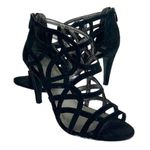 Kelly & Katie Cage Heels 4” Pumps Sandals Heel Zip Black Suede Women’s Size 7.5M Photo 15