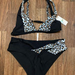 Beachsissi Beachsissy Womens 2 Pc Bikini Swimsuit XL Black & Leopard Print NWT New Photo 0