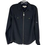 Michael Michael Kors Womens Black Zip Front Long Sleeve Shirt Size Small Photo 0