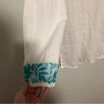 Madison Mathews Cover Up Tunic Embroidered New White Blue Medium Photo 2
