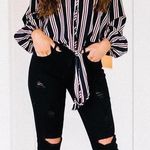 These Three Boutique Striped Tie Up Crop Top Photo 2