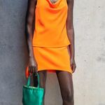 ZARA Neon Orange Asymmetric Set Photo 0