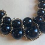 Black Bead & Gold Swirl Statement Necklace Photo 1