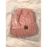 Cozy Winter 2pc Pink Beanie Hat + Cable Knit Neck Warmer Skiing Hiking Camping Photo 3