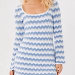 Hollister  blue and white long sleeve crochet mini dress Photo 0