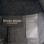 Bisou Bisou Dark Blue Denim Belted Jean Jacket Ruffled Hem S Military Band Photo 4