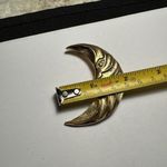 Crescent Moon Face Gold Tone Brooch Pin Photo 4