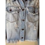 Cello  Denim Jacket Women‎ 1X Distressed Frayed Hem Crop Light Blue Jean Festival Photo 3