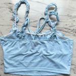 Pastel Baby Blue Frilled Ruched Tank Crop Top Cami Camisole Tee T Photo 1