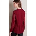Anthropologie Meadow Rue Silk Burgundy Swiss Dot Tie Neck Blouse Photo 1