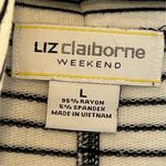 Liz Claiborne Weekend Women's Cowl Neck Striped Sweater Black Size L Photo 4
