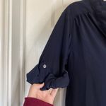 Anthropologie  Zoa New York Navy Blue Shirt Collared Office Professional Size XS Photo 4