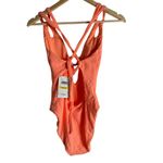 BECCA by Rebecca virtue BECCA Line in The Sand Lainey Textured Rib Plunge One-Piece Swimsuit Nectar M Photo 9