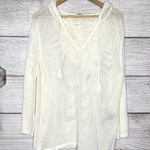 Roxy NWT After Beach Break Crochet Hooded Sweater Off White Size Large Photo 3