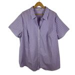 Woman Within  Lavender Gingham‎ Button Down Shirt Size 1X (22/24) Lightweight Photo 0