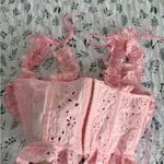Sky to Moon Ruffle Corset Eyelet Bralette Top Sexy Cottagecore Valentines Day Pink Size M Photo 5
