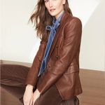 Veronica Beard  Miller Lamb Leather Dickey Jacket in Brown Sz 2 Photo 2