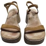 Lower East Side Vtg Y2K Tan Suede Ankle Strap Chunky Wedge Platform Sandals 9.5 Photo 1